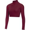 imagechass Girls Long Sleeve Cropped Bodysuit Mock Neck Cheerleading Shirt Youth SizesMaroon  Youth Sizes