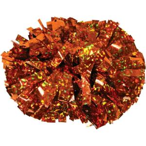 imageChasse Holographic Cheerleading Pom Poms  Shiny Metallic Foil Cheer Pom with Baton Handle for Dance Sports Celebrations Single or PairCrystal Orange