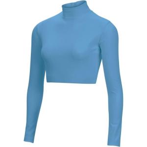 imagechass Girls Long Sleeve Cropped Bodysuit Mock Neck Cheerleading Shirt Youth SizesColumbia Blue 20