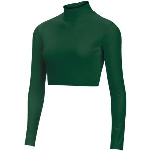 imagechass Girls Long Sleeve Cropped Bodysuit Mock Neck Cheerleading Shirt Youth SizesForest Green  Youth Sizes