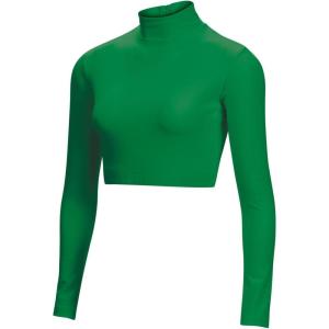 imagechass Girls Long Sleeve Cropped Bodysuit Mock Neck Cheerleading Shirt Youth SizesKelly Green  Adult Sizes