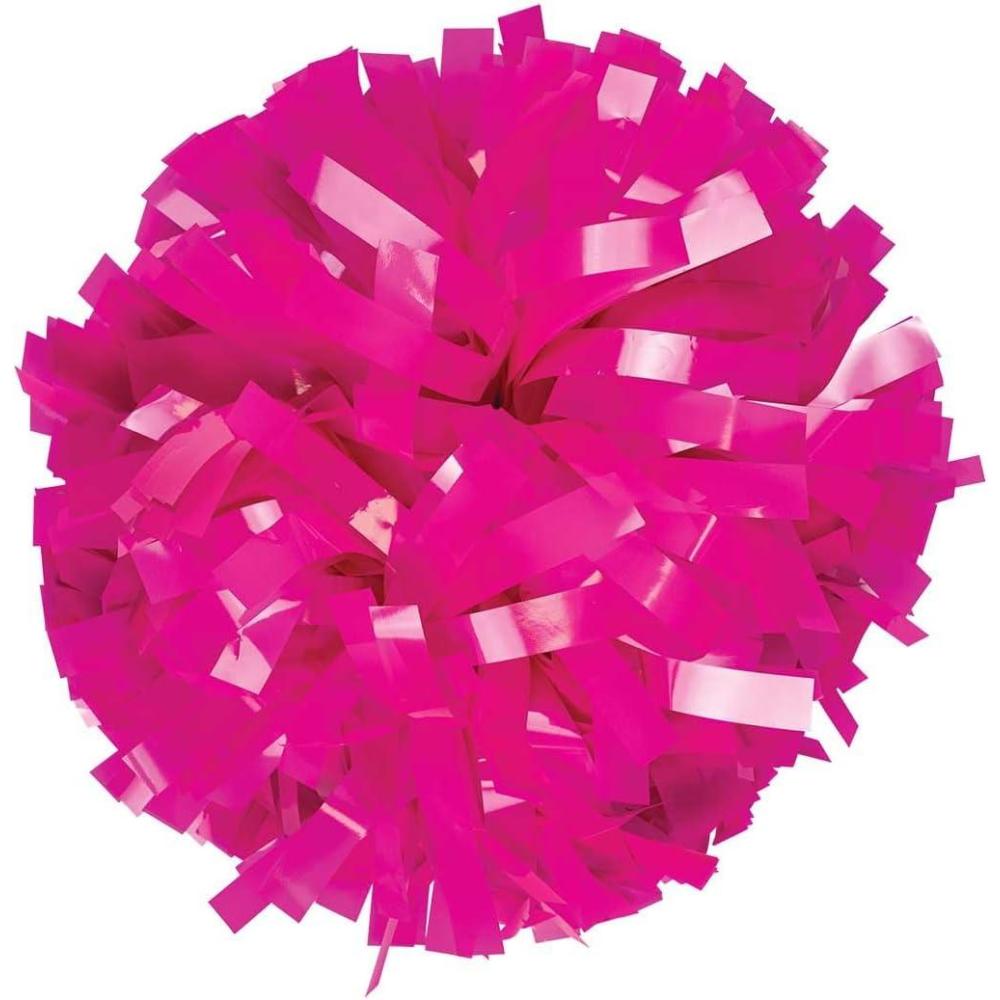 imagechass Cheerleading Poms  Neon WetLook Pom Poms with Baton Handle for Dance Sports Celebrations Single Neon Pink