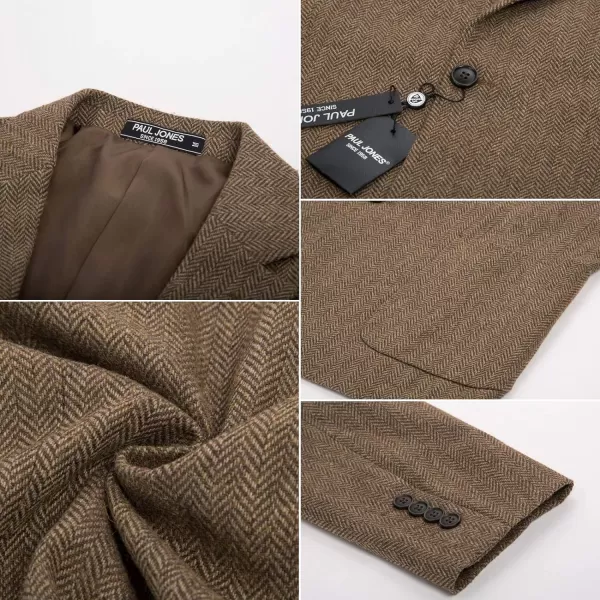 Herringbone Tweed Blazer British Wool Blend Sport Coat Jacket