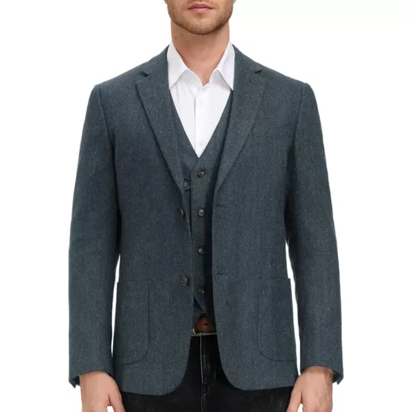 Herringbone Tweed Blazer British Wool Blend Sport Coat Jacket