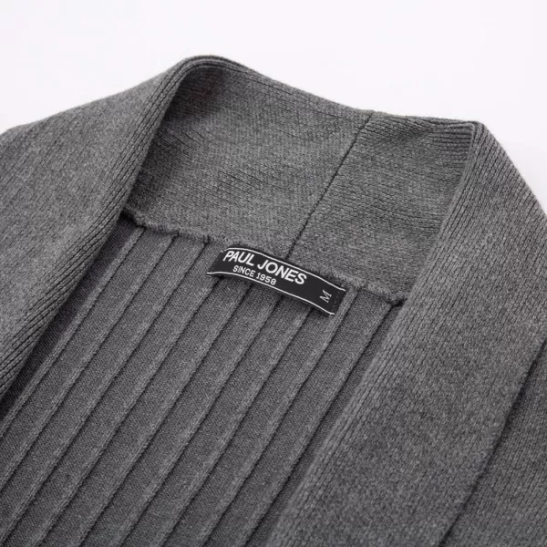 Men's Shawl Collar Open Front Long Cardigan Ribbed Knit Sweater with Pockets