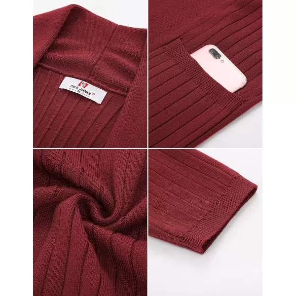 Men's Shawl Collar Open Front Long Cardigan Ribbed Knit Sweater with Pockets