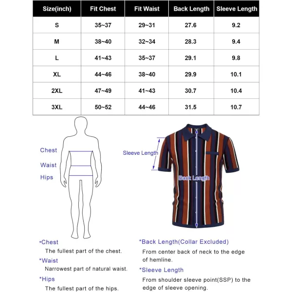 Men’s Short Sleeve Knit Shirt Vintage Stripe Lapel Collar Polo Shirt