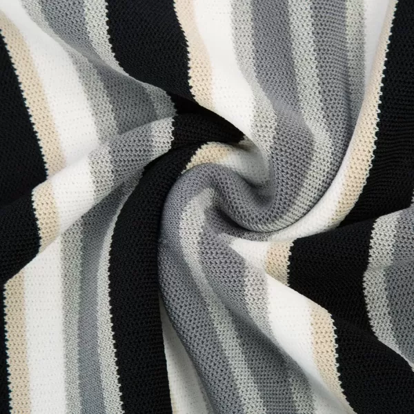 Men’s Short Sleeve Knit Shirt Vintage Stripe Lapel Collar Polo Shirt
