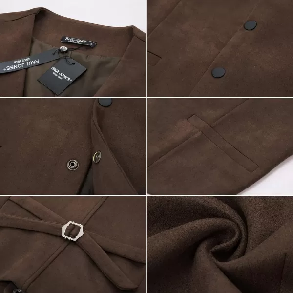 Men's Suede Leather Suit Vest Embroidery Casual Slim Fit Western Vest Waistcoat