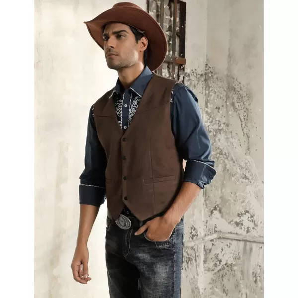 Men's Suede Leather Suit Vest Embroidery Casual Slim Fit Western Vest Waistcoat