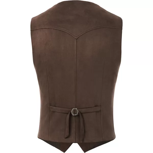 Men's Suede Leather Suit Vest Embroidery Casual Slim Fit Western Vest Waistcoat