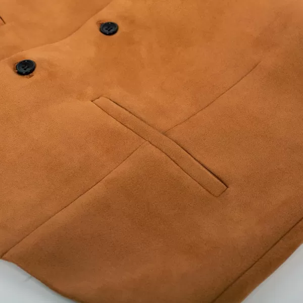 Men's Suede Leather Suit Vest Embroidery Casual Slim Fit Western Vest Waistcoat