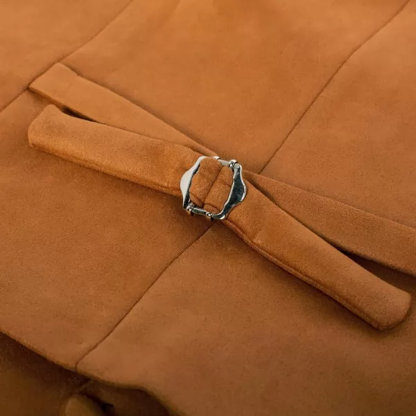 Men's Suede Leather Suit Vest Embroidery Casual Slim Fit Western Vest Waistcoat