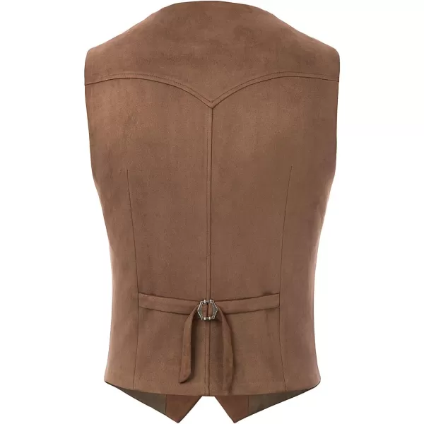 Men's Suede Leather Suit Vest Embroidery Casual Slim Fit Western Vest Waistcoat