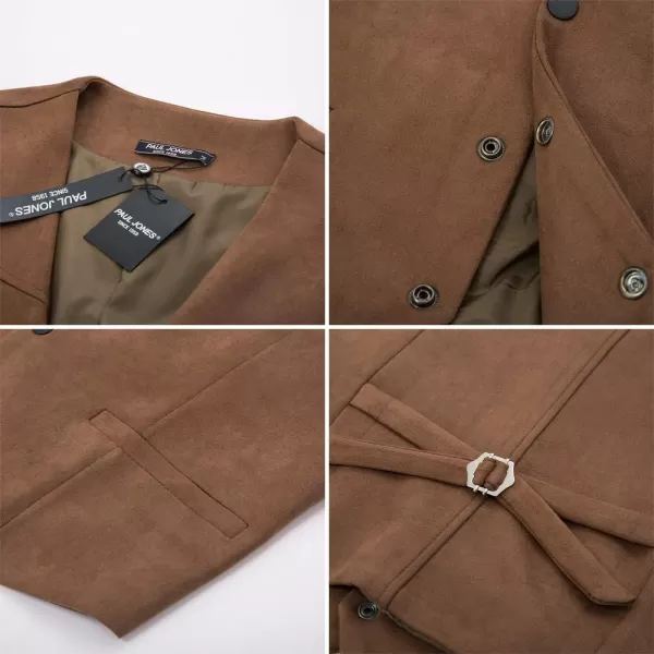 Men's Suede Leather Suit Vest Embroidery Casual Slim Fit Western Vest Waistcoat
