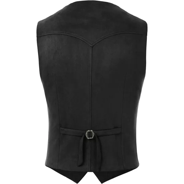 Men's Suede Leather Suit Vest Embroidery Casual Slim Fit Western Vest Waistcoat