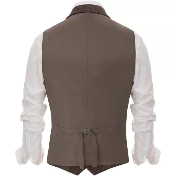 PAUL JONES Mens Herringbone Tweed Waistcoat British Tailored Collar Suit Vest