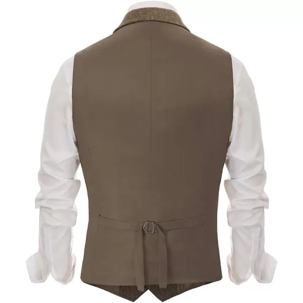 PAUL JONES Mens Herringbone Tweed Waistcoat British Tailored Collar Suit Vest