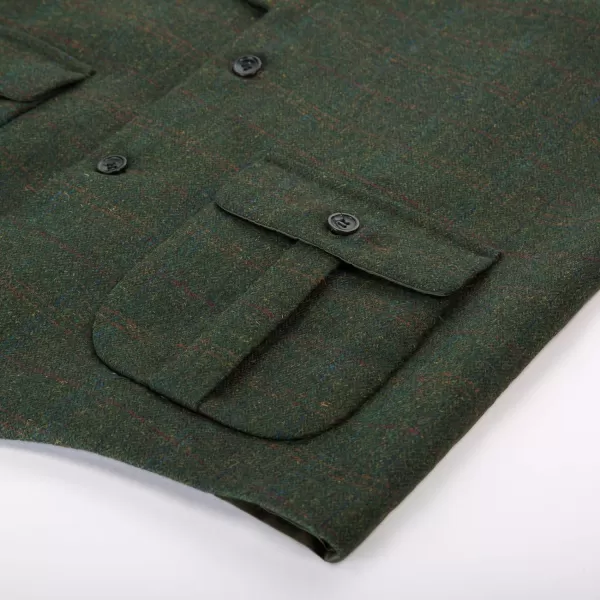 PAUL JONES Mens Herringbone Tweed Waistcoat British Tailored Collar Suit Vest