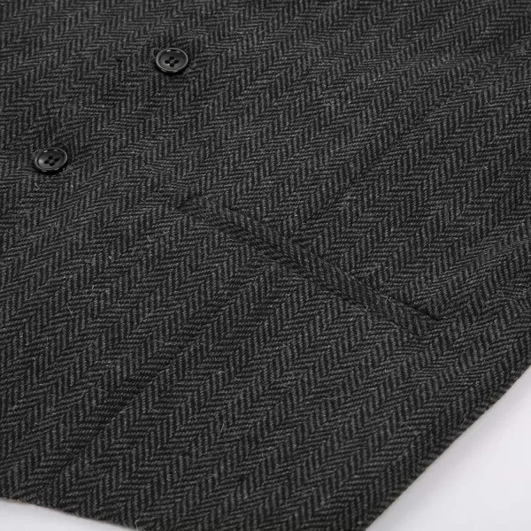 PAUL JONES Mens Western Herringbone Suit Vest Tweed Wool Blend Slim Fit Waistcoat