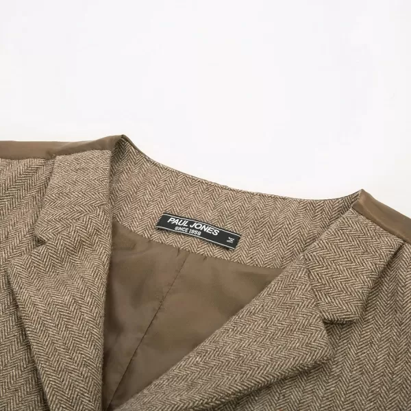 PAUL JONES Mens Western Herringbone Suit Vest Tweed Wool Blend Slim Fit Waistcoat