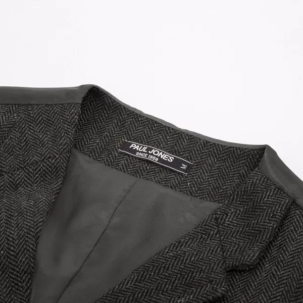 PAUL JONES Mens Western Herringbone Suit Vest Tweed Wool Blend Slim Fit Waistcoat