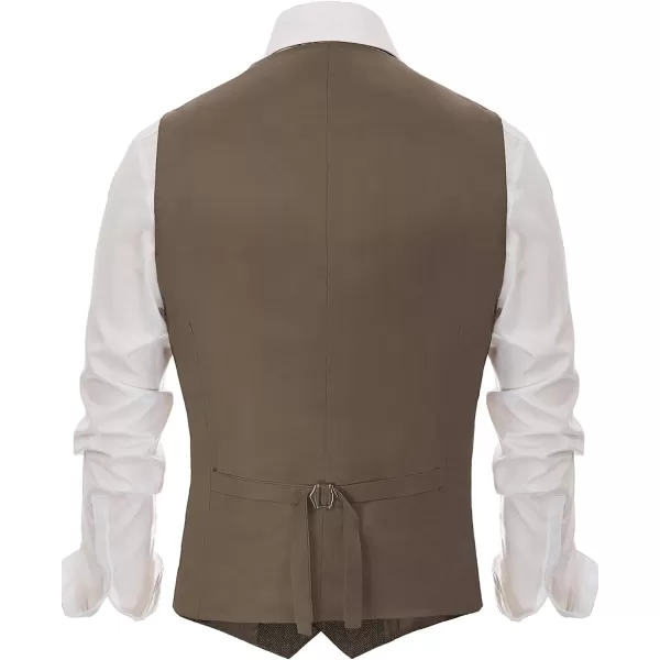 PAUL JONES Mens Western Herringbone Suit Vest Tweed Wool Blend Slim Fit Waistcoat