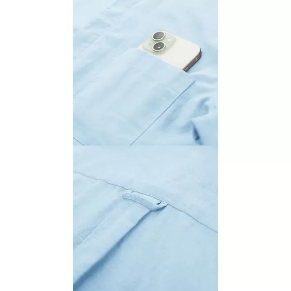 PJ PAUL JONES Men Cotton Linen Shirt Casual Short Sleeve Button Down Shirts Summer Beach Shirt Vacation Shirt with Pocket