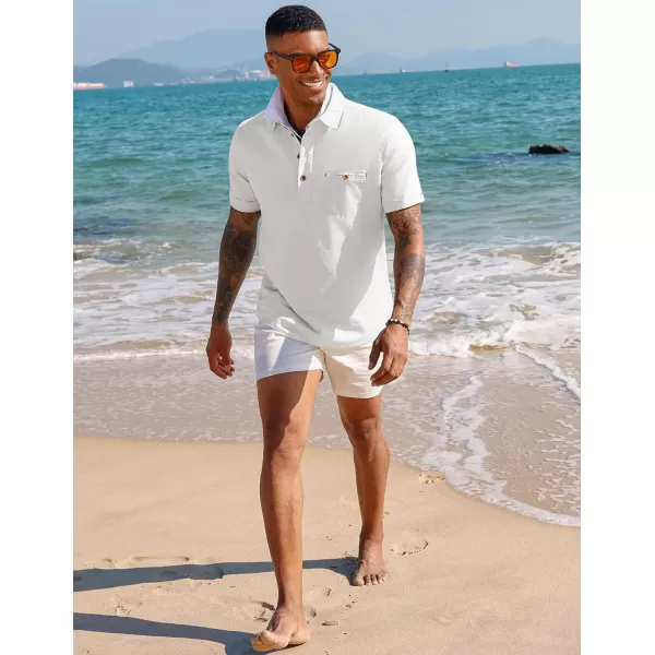 PJ PAUL JONES Men Cotton Linen Shirt Casual Short Sleeve Hippie Shirts Summer Beach Shirt Vacation Shirt with Pocket