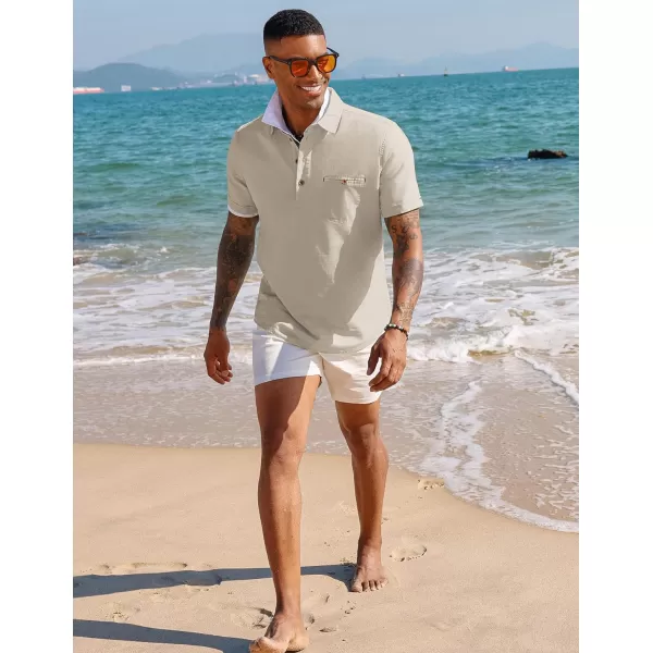 PJ PAUL JONES Men Cotton Linen Shirt Casual Short Sleeve Hippie Shirts Summer Beach Shirt Vacation Shirt with Pocket