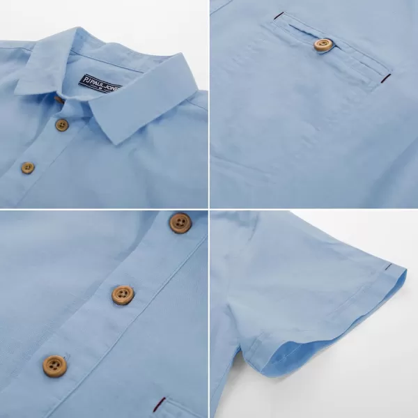 PJ PAUL JONES Men Cotton Linen Shirt Casual Short Sleeve Hippie Shirts Summer Beach Shirt Vacation Shirt with Pocket