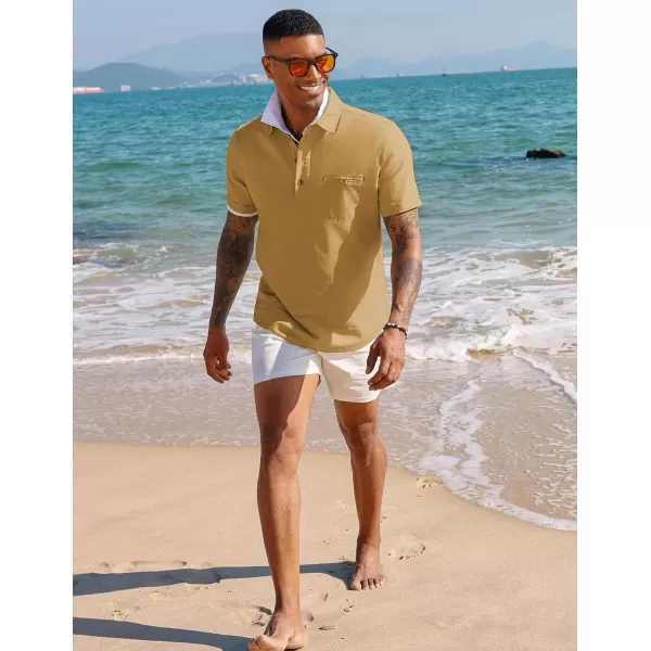 PJ PAUL JONES Men Cotton Linen Shirt Casual Short Sleeve Hippie Shirts Summer Beach Shirt Vacation Shirt with Pocket