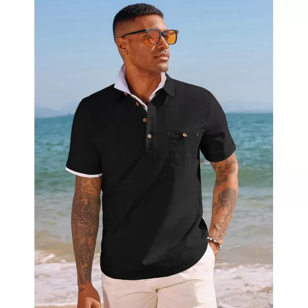 PJ PAUL JONES Men Cotton Linen Shirt Casual Short Sleeve Hippie Shirts Summer Beach Shirt Vacation Shirt with Pocket