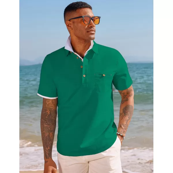 PJ PAUL JONES Men Cotton Linen Shirt Casual Short Sleeve Hippie Shirts Summer Beach Shirt Vacation Shirt with Pocket