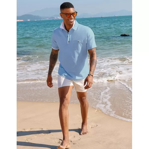 PJ PAUL JONES Men Cotton Linen Shirt Casual Short Sleeve Hippie Shirts Summer Beach Shirt Vacation Shirt with Pocket