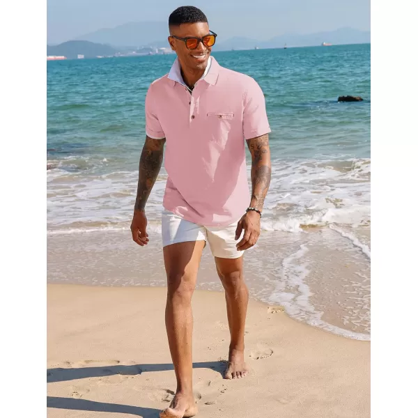PJ PAUL JONES Men Cotton Linen Shirt Casual Short Sleeve Hippie Shirts Summer Beach Shirt Vacation Shirt with Pocket