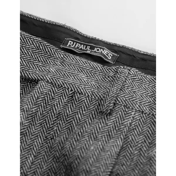 PJ PAUL JONES Men Vintage Tweed Pants Herringbone Pleated Suit Trousers