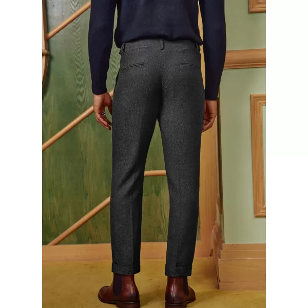PJ PAUL JONES Men Vintage Tweed Pants Herringbone Pleated Suit Trousers