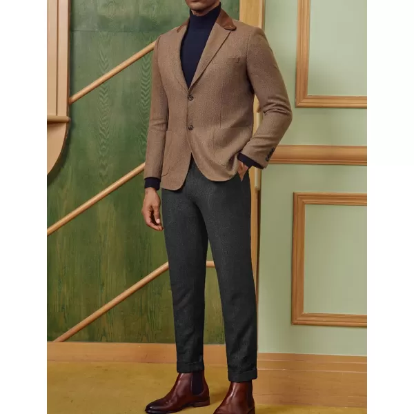 PJ PAUL JONES Men Vintage Tweed Pants Herringbone Pleated Suit Trousers