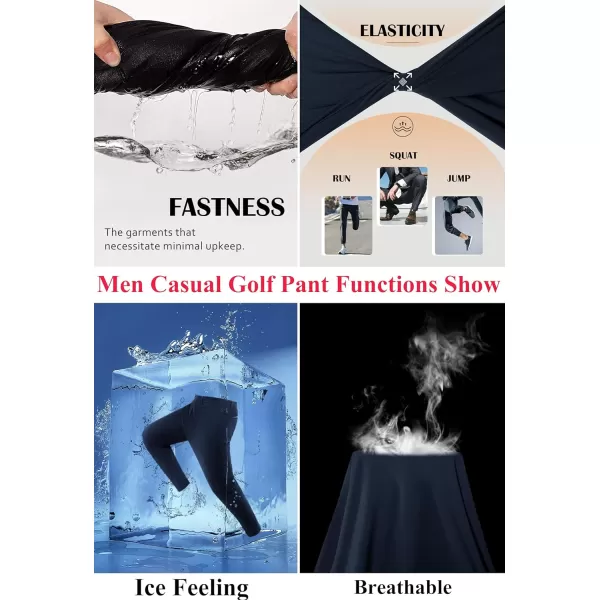 PJ PAUL JONES Men's 4 Way Stretch Golf Pants Casual Cropped Slim Fit Lightweight Pants Business Dress Pant Trousers