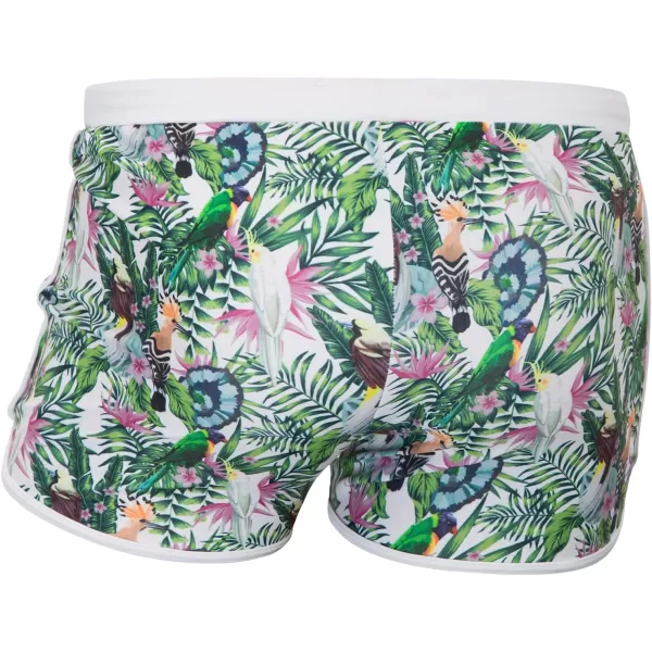 PJ PAUL JONES Men's 50s Vintage Tropical Print Swim Brief Square Leg Contrast Swimwear Swimsuit