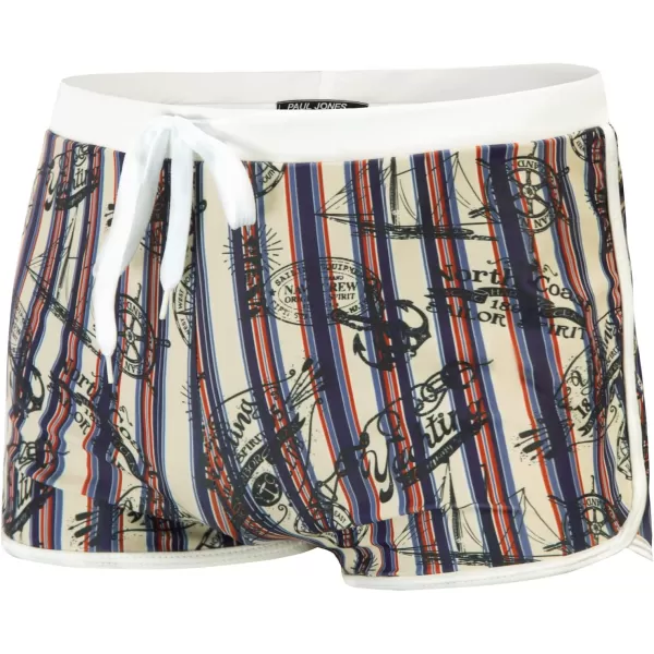 PJ PAUL JONES Men's 50s Vintage Tropical Print Swim Brief Square Leg Contrast Swimwear Swimsuit