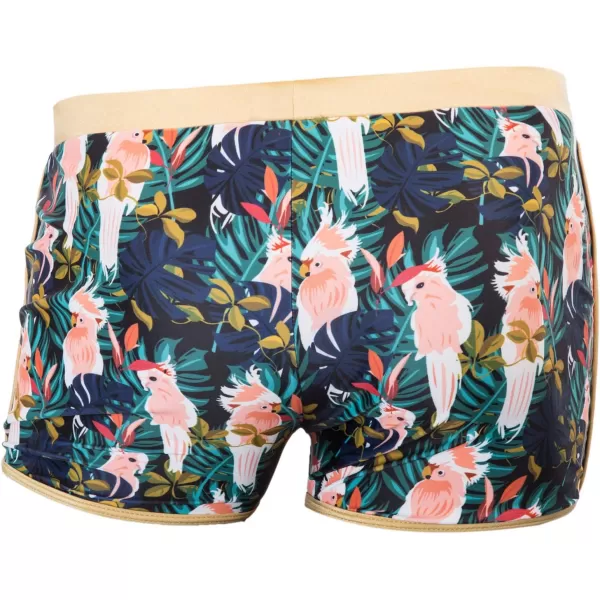 PJ PAUL JONES Men's 50s Vintage Tropical Print Swim Brief Square Leg Contrast Swimwear Swimsuit
