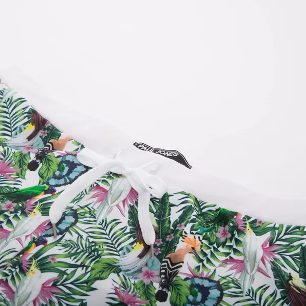 PJ PAUL JONES Men's 50s Vintage Tropical Print Swim Brief Square Leg Contrast Swimwear Swimsuit