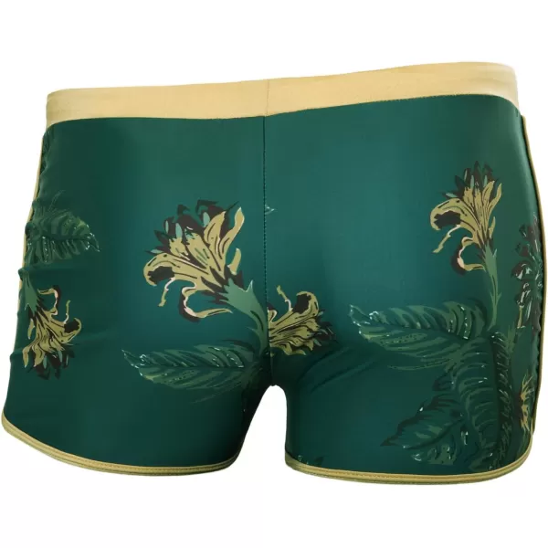 PJ PAUL JONES Men's 50s Vintage Tropical Print Swim Brief Square Leg Contrast Swimwear Swimsuit