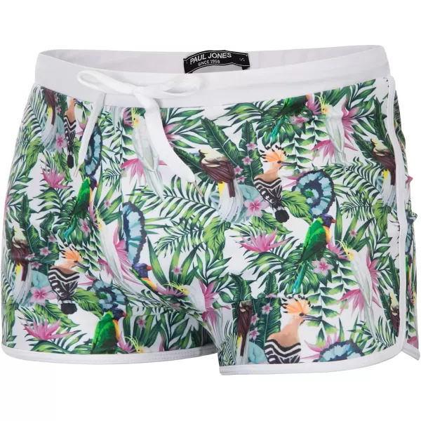PJ PAUL JONES Men's 50s Vintage Tropical Print Swim Brief Square Leg Contrast Swimwear Swimsuit