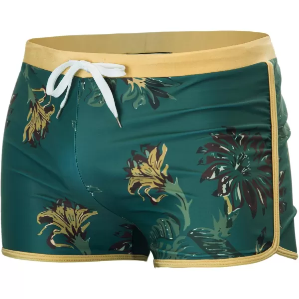 PJ PAUL JONES Men's 50s Vintage Tropical Print Swim Brief Square Leg Contrast Swimwear Swimsuit