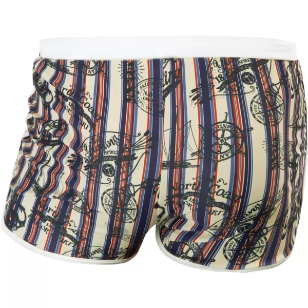 PJ PAUL JONES Men's 50s Vintage Tropical Print Swim Brief Square Leg Contrast Swimwear Swimsuit