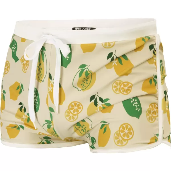 PJ PAUL JONES Men's 50s Vintage Tropical Print Swim Brief Square Leg Contrast Swimwear Swimsuit