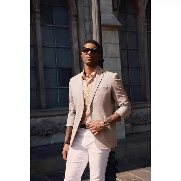 PJ PAUL JONES Mens Blazer Casual Cotton-Linen Sport Coat Lightweight 2 Button Unlined Suit Jackets